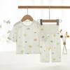 Ropa de casa de venta caliente para niños, conjunto fino y transpirable de dos piezas, traje de verano para bebé de cintura alta con protección para la barriga, estilo de venta caliente