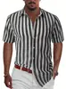 Amazon Nueva Moda camisa de manga corta a rayas con solapa para hombre camisa de primavera y otoño fuente de fábrica