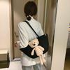 Bolsa Tejida de Gran Capacidad, Estilo Étnico, Oso de Peluche, Linda Bolsa de Paja, Bolso tipo Dumpling de un Solo Hombro para Mujer, Gran Capacidad