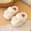 Zapatos de Algodón con Lazo para Bebé y Niño Pequeño Niñas Invierno Felpa Adicional Cálidos Niños Suela Suave Antideslizantes Zapatos para el Hogar Interiores Zapatos Peludos