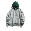 Rumeng 2025 Nueva Sudadera con Capucha y Chaqueta Falsa de Dos Piezas en Color Contrastante para Hombres y Mujeres Casual Holgada de Marca Moderna Sudadera Pesada