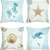 Almofadas decorativas transfronteiriças da Amazon, tema oceano tropical, almofadas de praia de verão, conjunto de capas de almofada de alta qualidade para sala de estar externa