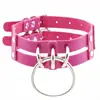 Collar Choker Punk Goth de Cuero PU Ecológico Harajuku Hecho a Mano Sexy con Anillo O Cadena para Clavícula de Dos Líneas