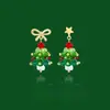 Moño Estrella Árbol de Navidad Regalo de Navidad Vacaciones Pendientes de Temperamento Femenino Pendientes Pendientes sin Agujeros en las Orejas