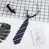 EstiloJK de Escola Japonesa! Gravata Curta Retro Sem Nó Amigável para o Dia a Dia, Cor Sólida/Listrada F773 Gravata Preta Vermelha para Homens