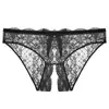 Lencería Seductora con Calados, Encaje Transparente, Diseño de Entrepierna Abierta, Tanga con Lazo y Tangas G