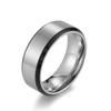 Comercio Electrónico Amazon Anillo para Hombre de Dos Tonos 8mm Acero Inoxidable Azul Mate Anillo de Moda Cepillado