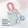Porta-Cartão Transparente Fresco e Simples com Alça de Pescoço de Desenho Animado para Estudantes, Porta-Cartão de Identificação Escolar, Cartão de Refeição para Homens e Mulheres, Protetor de Cartão de Identificação com Foto de Ídolo