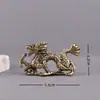 Nuvens auspiciosas sólidas dragão doze signos do zodíaco dragão animal de estimação de chá decoração de casa objetos antigos latão artesanato de mesa ornamentos feitos à mão
