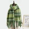 Cachecol de Mohair Xadrez Estilo Maillard Feminino Inverno Alta Qualidade Sense Shawl Cachecol de dupla utilização Estilo Coreano de manutenção de calor para Estudantes