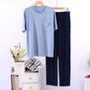 Pijama Fino de Modal para Hombre para Vestir en el Exterior Traje Ropa de Casa para Hombre Pantalones de Manga Corta de Seda Helada Ropa de Casa Holgada