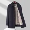 Abrigo largo de otoño e invierno para hombre con forro polar desmontable, diseño reversible, adecuado para hombres de negocios de mediana edad, cálido abrigo de lana