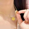 Zhoujia Mismo Estilo CNC Cepillado Anillo Pequeño de Azúcar Hielo Centelleante Collar de Azúcar Pendientes Huecos de Oro Fino para Traje Mujeres