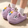 Pantuflas de algodón para niños, pantuflas de felpa para niñas de otoño e invierno, diseño de unicornio, para bebés niñas, pantuflas de interior de invierno para niños