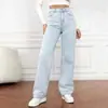 Verão 2026 Nova Tendência Europeia e Americana Calça Jeans Feminina Solta Casual Versátil Perna Larga Plus Size Emagrecedora Perna Reta