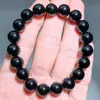 Pulseira de Obsidiana Natural Ouro Preto Obsidiana Brilhante Pulseira de Contas de Círculo Único Preto Masculina e Feminina Fabricante Atacado