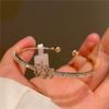 Pulsera de oro electrochapado de 14K con dos pequeñas flores, circonita, abertura ajustable, pulsera de circonitas incrustadas, temperamento, cuerda de mano