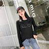Venta al por mayor 2025 Otoño Nuevo Estilo Coreano Versátil Suelto Camiseta Base Yeah Estampado de Corazón Estudiante Camiseta de Manga Larga para Mujer