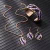 Conjunto de pulsera, collar y pendientes de estilo europeo y americano transfronterizo con grava de colores y apertura lateral ancha, accesorios de pulsera de diamantes, joyería para orejas