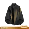 Chaqueta de Vuelo Corta Morada para Hombre, Silueta Bomber de Primavera, Chaqueta de Béisbol con Hombros Normales, Abrigo de Corte Limpio con Cuello Alto