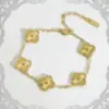 Pulsera de Acero de Titanio con Trébol de Cuatro Hojas de Nácar por Ambos Lados para Mujer para Usar en la Ducha y Asistencia Diaria Joyería de Mano de Trébol Dulce