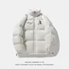 Jaqueta Curta de Algodão Acolchoada Quente de Couro PU Personalizada Estilo Outono/Inverno Casaco Gola Alta Simples Versátil Jaqueta Puffer