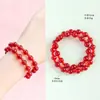Pulseira de Ágata Vermelha Duplo Círculo Natural Deslumbrante Estilo Igual ao de Zhao Lusi para Mulheres Pulseira da Sorte Giratória Venda por Atacado