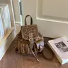 Mochila Transfronteriza Nueva para Mujer con Estampado de Leopardo Mochila Pequeña para Mujer Bolso Retro de Mezclilla Bolso Cruzado Elegante de Nicho de un Solo Hombro