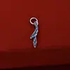 Colgante de pluma y hoja de plata pura S925, charm de capullo de flor pequeño, accesorios para pulsera de cordón trenzado hecho a mano DIY al por mayor