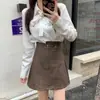 Ropa para Mujer Tallas Grandes 2025 Otoño Nueva Falda Corta de Cuero PU para Chica Gordita Cintura Alta Aspecto Adelgazante Elegante Cubre Piel Falda Midi