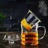 Caneca de Chá Flor de Vidro Espessado para Escritório com Filtro para Preparo de Chá com Alça Separação de Chá e Água Vidro Transparente Resistente ao Calor Caneca de Água