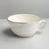 Caneca de Café Cerâmica Pintada em Ouro Branco Puro Transfronteiriça, Caneca de Café Cerâmica Criativa para Chá da Tarde com Impressão de Logotipo Personalizado
