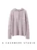 Casual|Blusa com Capuz de Tricô 100% Caxemira para Mulheres, Suave e Juvenil, Pontos Coloridos, Estilo Coreano, Suéter para Usar em Camadas ou Sozinho, Suéter com Capuz