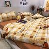 Juego de Cuatro Piezas de Ropa de Cama de Oso de Dibujos Animados Simple Escandinavo Funda de Edredón de Algodón Lavado Azul Juego de Tres Piezas de Sábanas para Cama de Dormitorio Estudiantil
