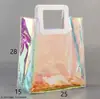 Bolsa de Mão de PVC Transparente Sacola de Presente de Mão Embalagem Plástica a Laser Sacola de Presente Mãe Crianças Professor Festival