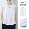 Chaleco de Algodón 100% Holgado para Hombre de Verano Chaleco Deportivo Camiseta Delgada Color Sólido Prenda Base Camiseta Sin Mangas