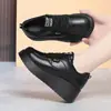 Parte superior de piel, versátiles, suela gruesa, con cordones, zapatos tipo 'mom', colección otoño/invierno, zapatos casuales para mujer, tenis blancos, tacón de cuña, zapatos de piel para mujer