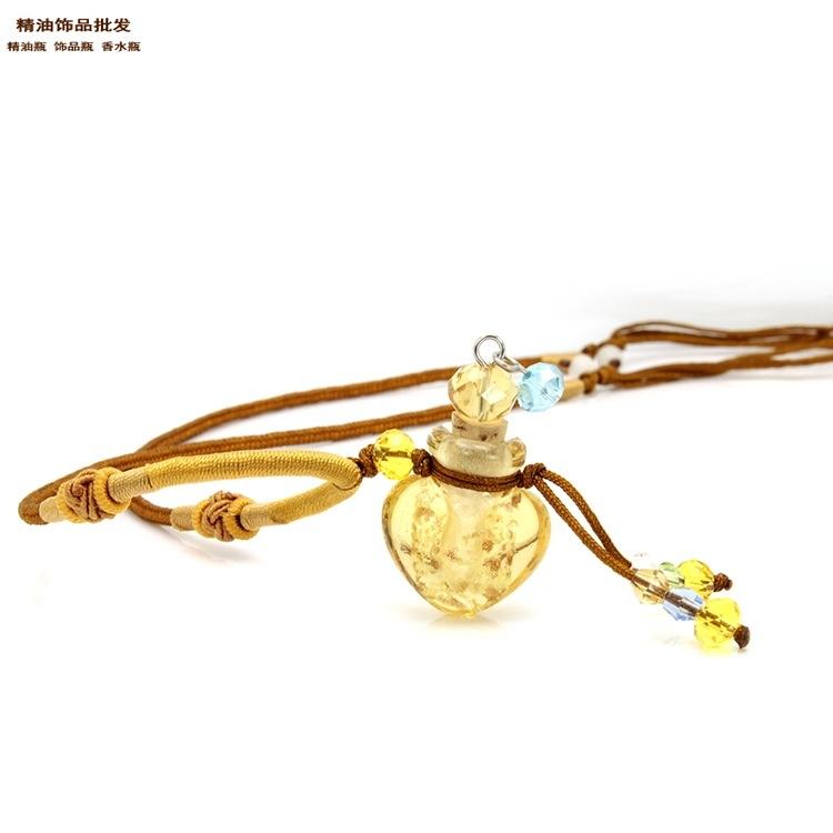 中国精油饰品网心形金黄色金莎细双扣绳项链5.jpg