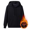 Moletom de Lã Cor Sólida para Homens, com Capuz, Espessado, Pulôver Quente de Outono, Top de Gola Redonda, Estilo Coreano, Forrado com Lã de Inverno para Aquecimento