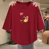 2026 Tendência Verão Novo Estilo Personalizado Solto Emagrecimento Versátil Chique Roupas Femininas Moda Simples Casual Camiseta