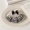 Mini Saia de Salopete Xadrez para Boneca, Mini Saia com Franjas de Renda, Saia Xadrez Multicolorida para Vestir Boneca