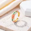 Anillos Estilo Retro Europeo y Americano Transfronterizo Anillos de Goteo de Aceite de Girasol Lujo Ligero Diseño de Nicho Anillos Coloridos Venta Directa de Fábrica