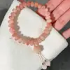 Pulsera de Raíz de Bodhi Desgastada con Gradiente Rosa de Doble Círculo para Mujer, Accesorio de Hilo Manual Artístico para Transmisión en Vivo de Tiktok