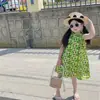 Verão 2024 novo estilo coreano roupas infantis meninas estilo chinês gola alta halter vestido melhorado vestido colete cheongsam