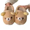 Pantufas de algodão com ursinho de desenho animado fofo, pantufas de inverno femininas, pantufas de algodão forradas com fleece femininas e masculinas, calçados quentes, atacado do fabricante