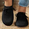 Mocassins Femininos de Tricô Preto para Primavera, Sola Macia, Salto Alto, Confortáveis e Versáteis, Sapatos Casuais Planos para Caminhada