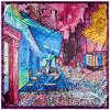 Cachecol de seda Mai Tong de 90cm pintura a óleo famosa de Van Gogh café beco seda artificial lenço quadrado grande feminino atacado