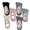 Calcetines de Yoga, Estilo Dulce y Lindo, Calcetines de Cinco Dedos con Encaje, Calcetines Antideslizantes para Pilates, Calcetines Deportivos de Piso para Mujer con Dedos Separados