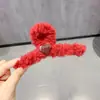 Grampo de Cabelo Grande de Lã de Cordeiro em Xadrez com Formato de Coração, Piranha de Luxo para Mulheres, Acessório de Cabelo Versátil para a Parte de Trás da Cabeça