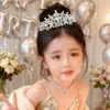 Faixa de Cabeça com Coroa para Meninas Tiara de Cabelo com Strass de Princesa para Crianças Presente de Aniversário para Menina Faixa de Cabeça para Bebê Acessório de Cabelo com Coroa Presilha de Cabelo
